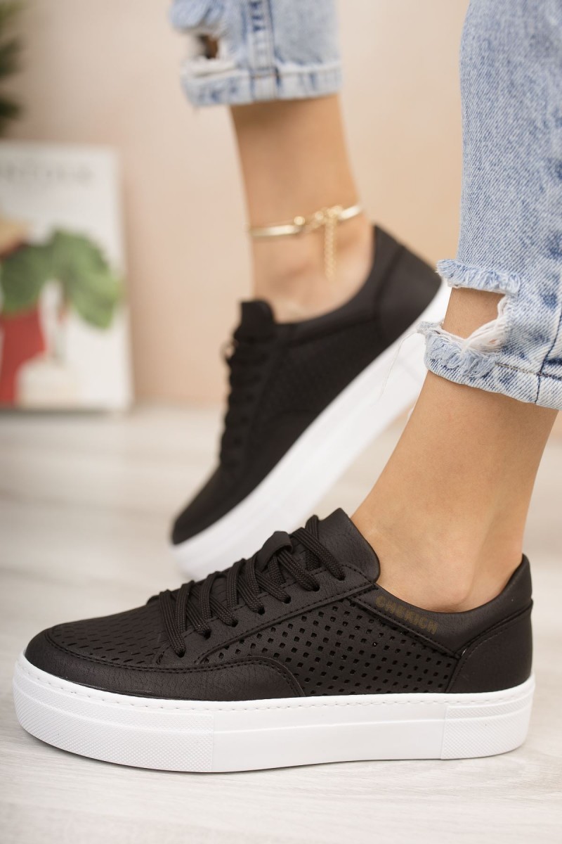 Womens Sneakers - Black White - 015