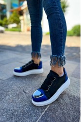 Kadın Sneaker - Siyah Saks Mavisi - 251