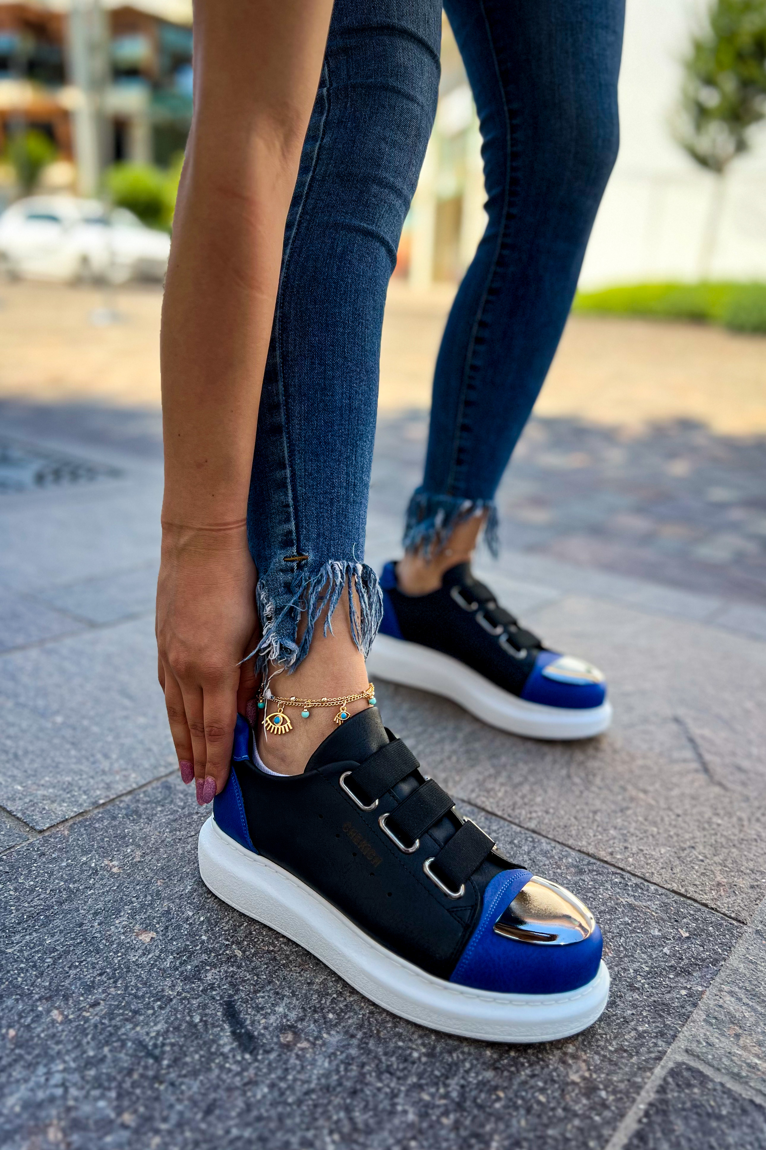 Kadın Sneaker - Siyah Saks Mavisi - 251