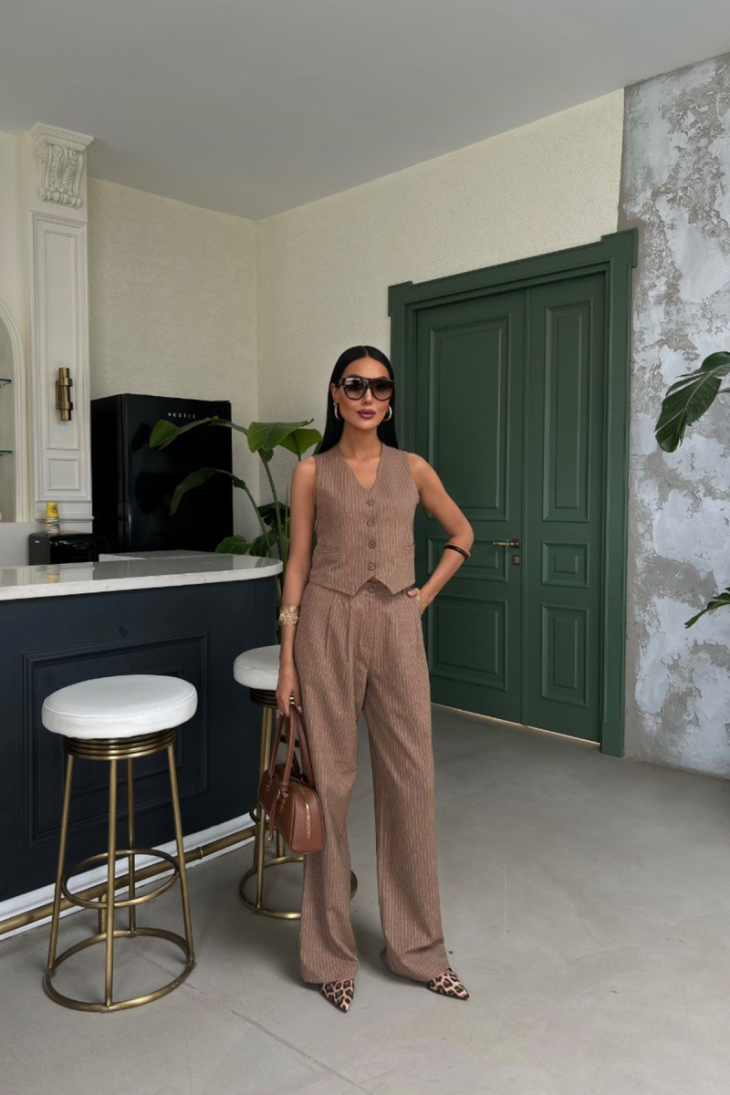 Kadın Takım - Çizgili - Naomi - Bej