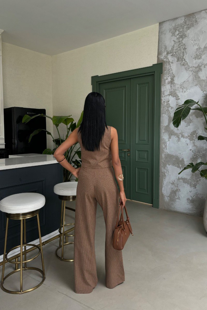 Kadın Takım - Çizgili - Naomi - Bej