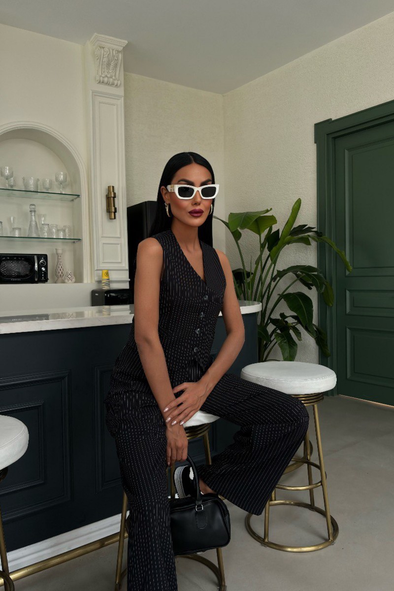 Kadın Takım - Çizgili - Naomi - Siyah