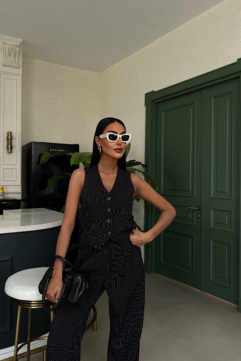 Kadın Takım - Çizgili - Naomi - Siyah