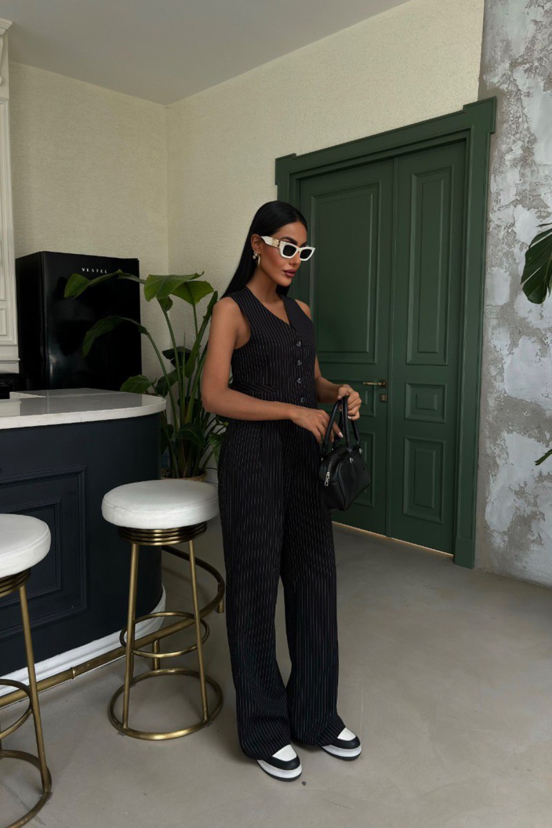 Kadın Takım - Çizgili - Naomi - Siyah
