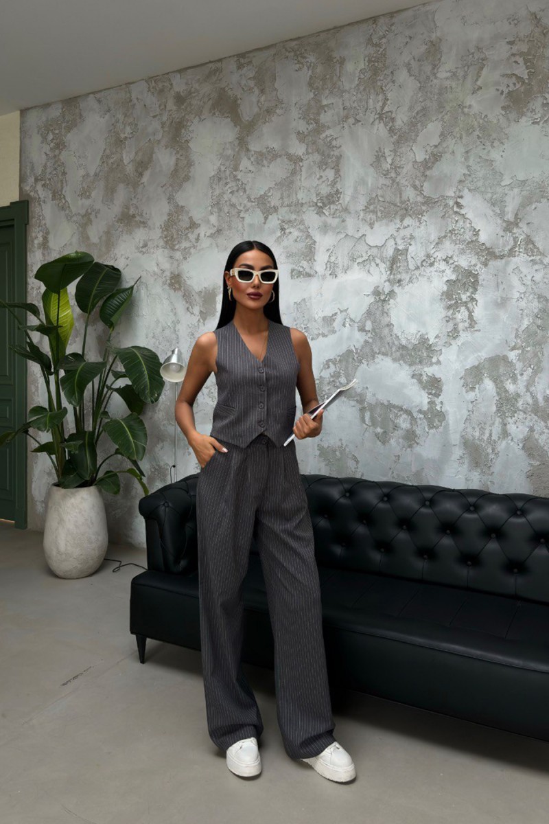 Kadın Takım - Çizgili - Naomi - Gri