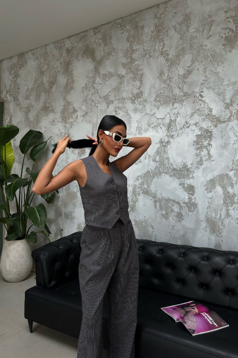 Kadın Takım - Çizgili - Naomi - Gri