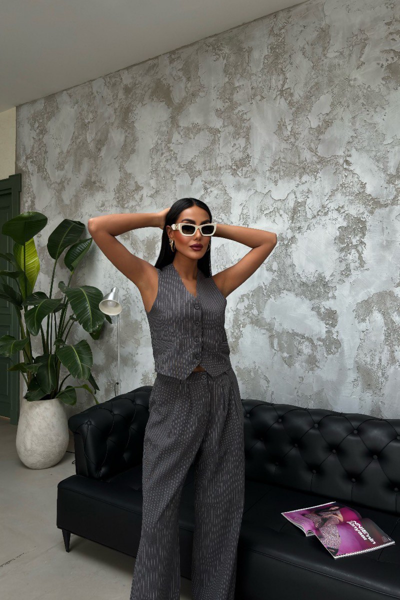 Kadın Takım - Çizgili - Naomi - Gri