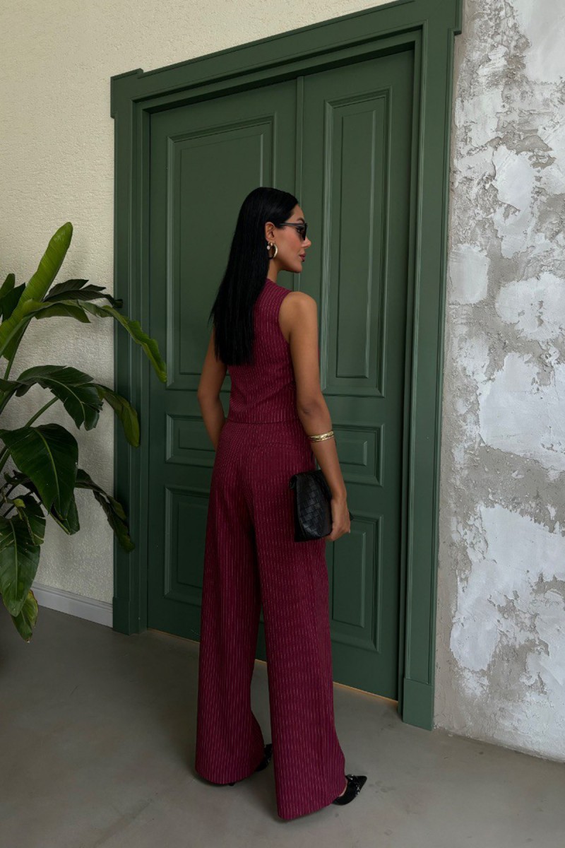 Kadın Takım - Çizgili - Naomi - Kırmızı