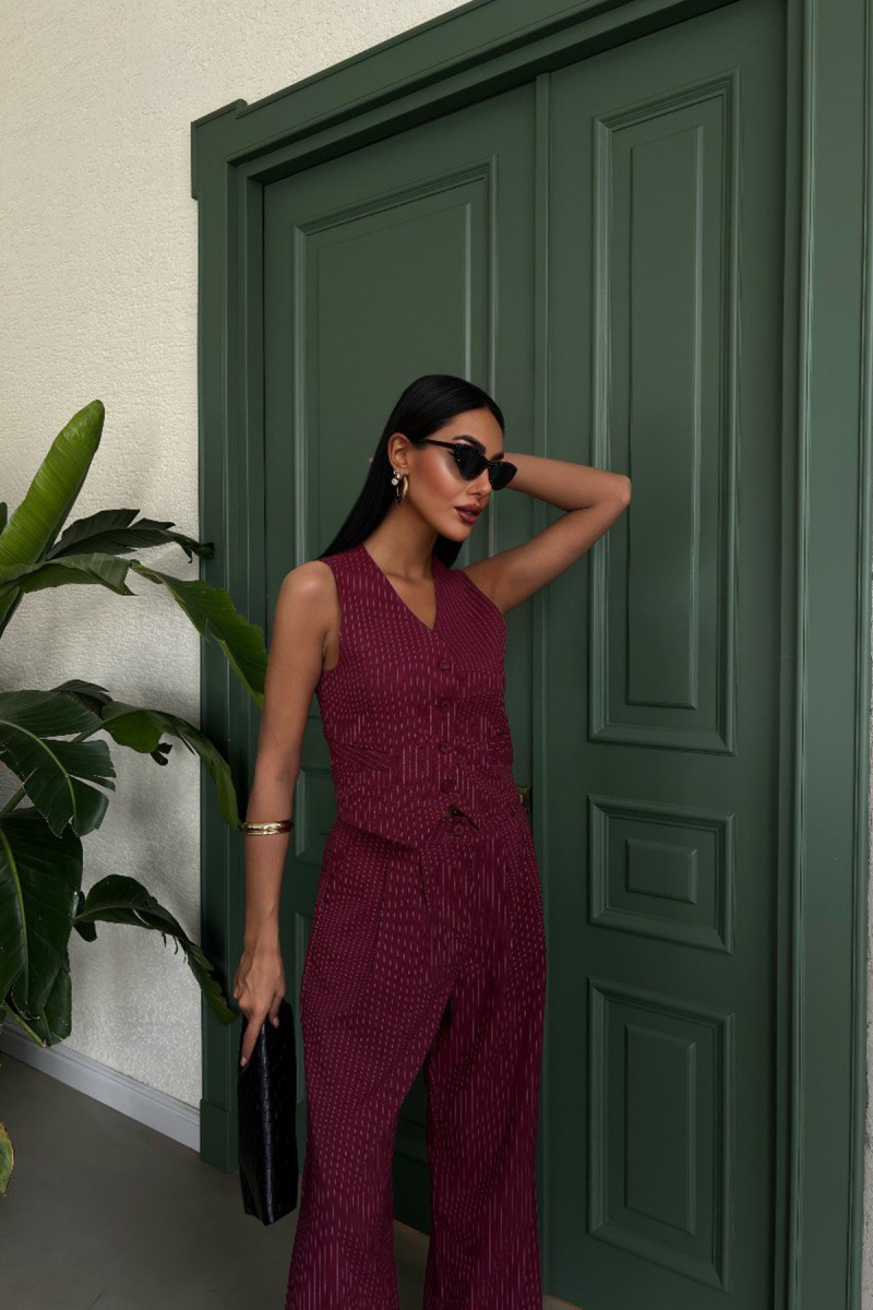 Kadın Takım - Çizgili - Naomi - Kırmızı