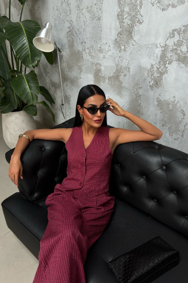 Kadın Takım - Çizgili - Naomi - Kırmızı