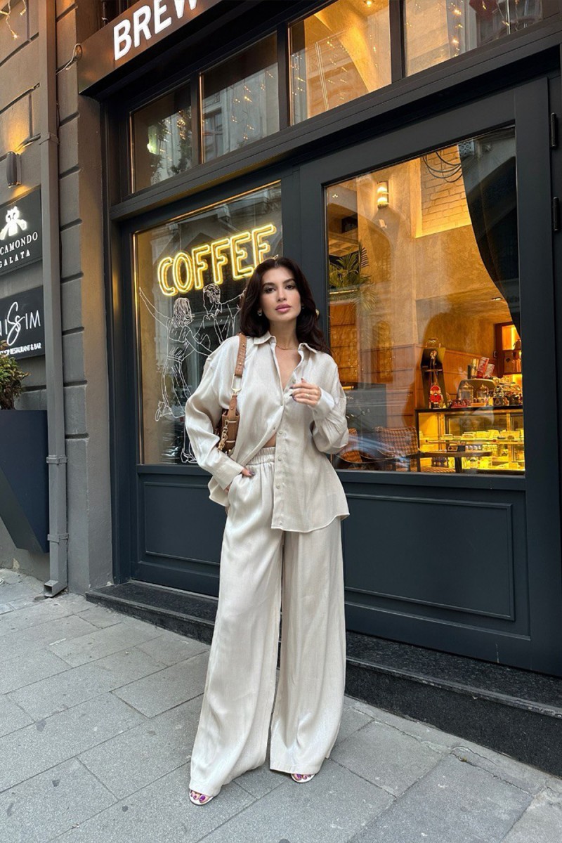 Womens Suit - Glitter - Lila - Beige