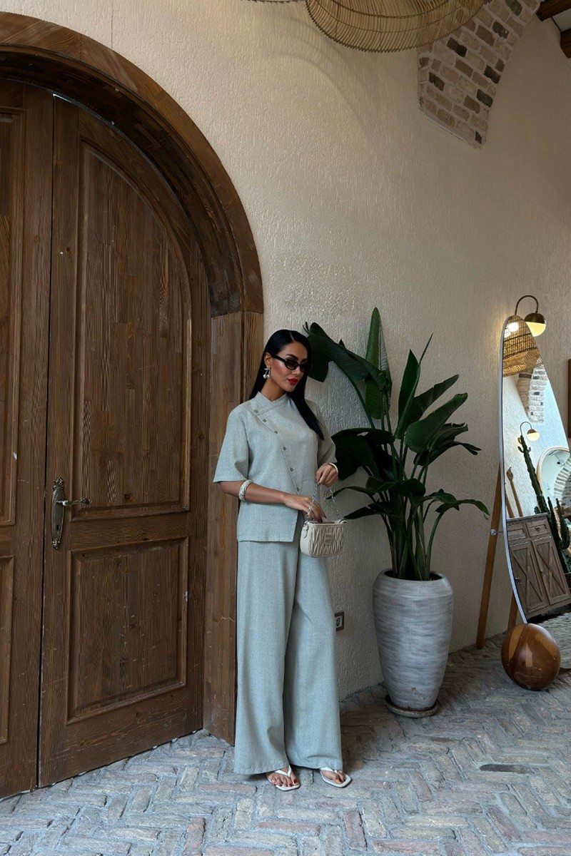 Kadın Takım - Keten - Addison - Tozlu Mavi