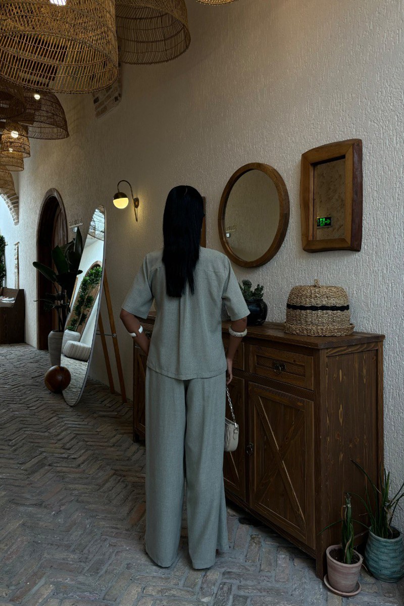 Kadın Takım - Keten - Addison - Tozlu Mavi