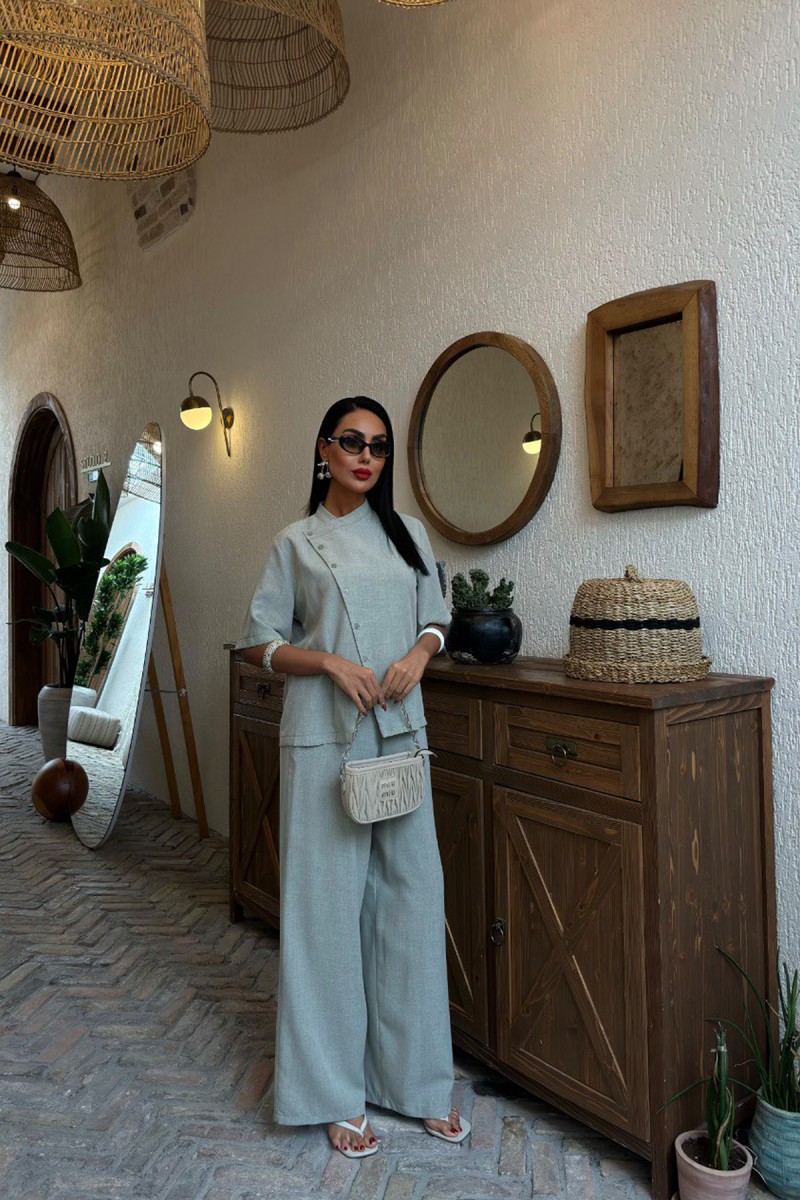 Kadın Takım - Keten - Addison - Tozlu Mavi