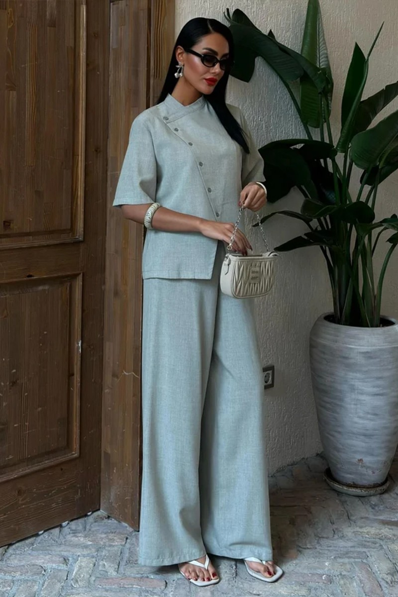 Kadın Takım - Keten - Addison - Tozlu Mavi