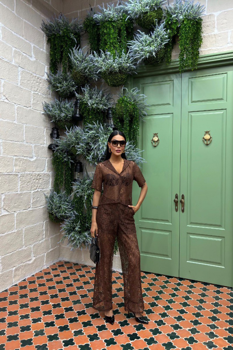 Kadın Takım - Astarlı - Ava - Kahverengi