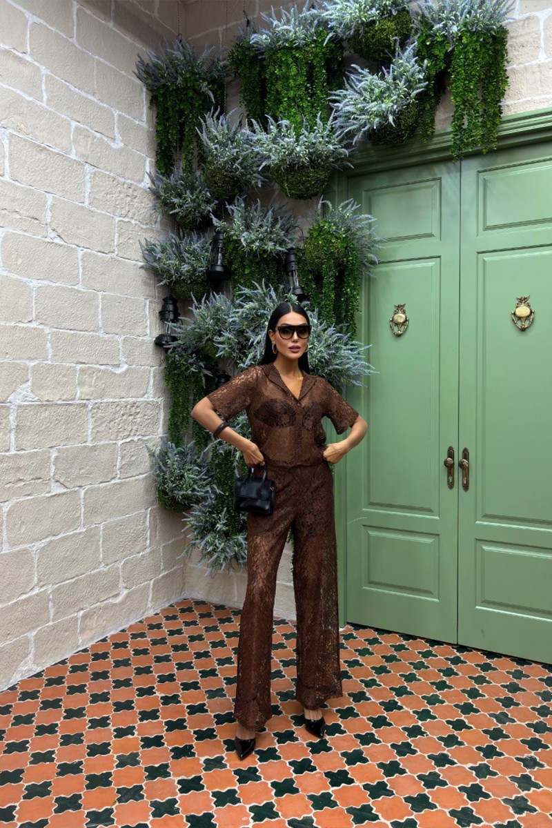 Kadın Takım - Astarlı - Ava - Kahverengi