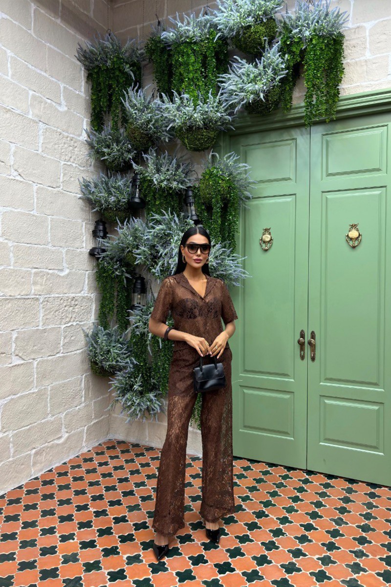 Kadın Takım - Astarlı - Ava - Kahverengi