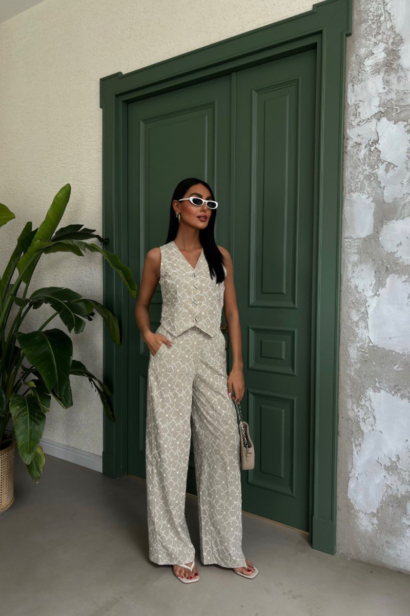 Kadın Takım - Keten - Sofia - Gri