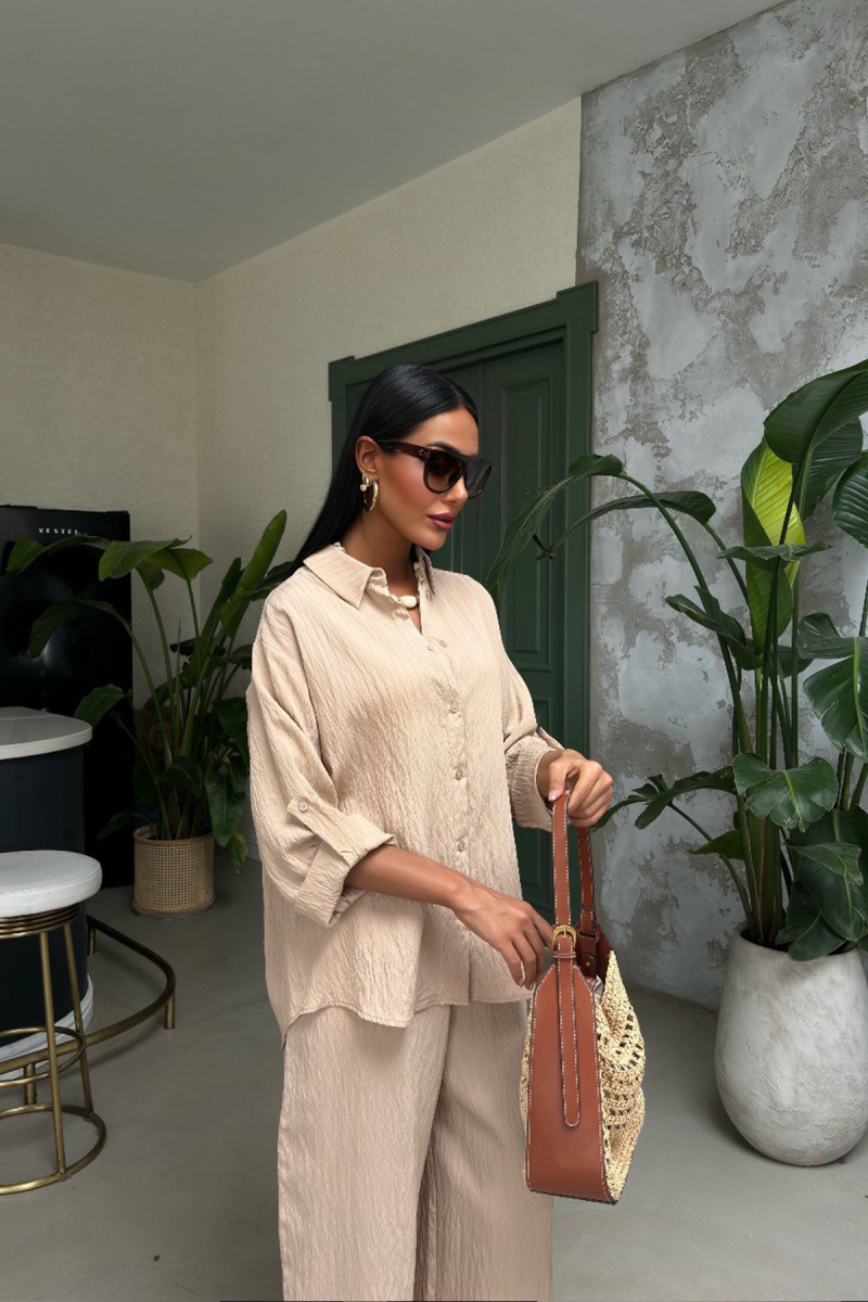 Kadın Takım - Çizgili - Emma - Bej