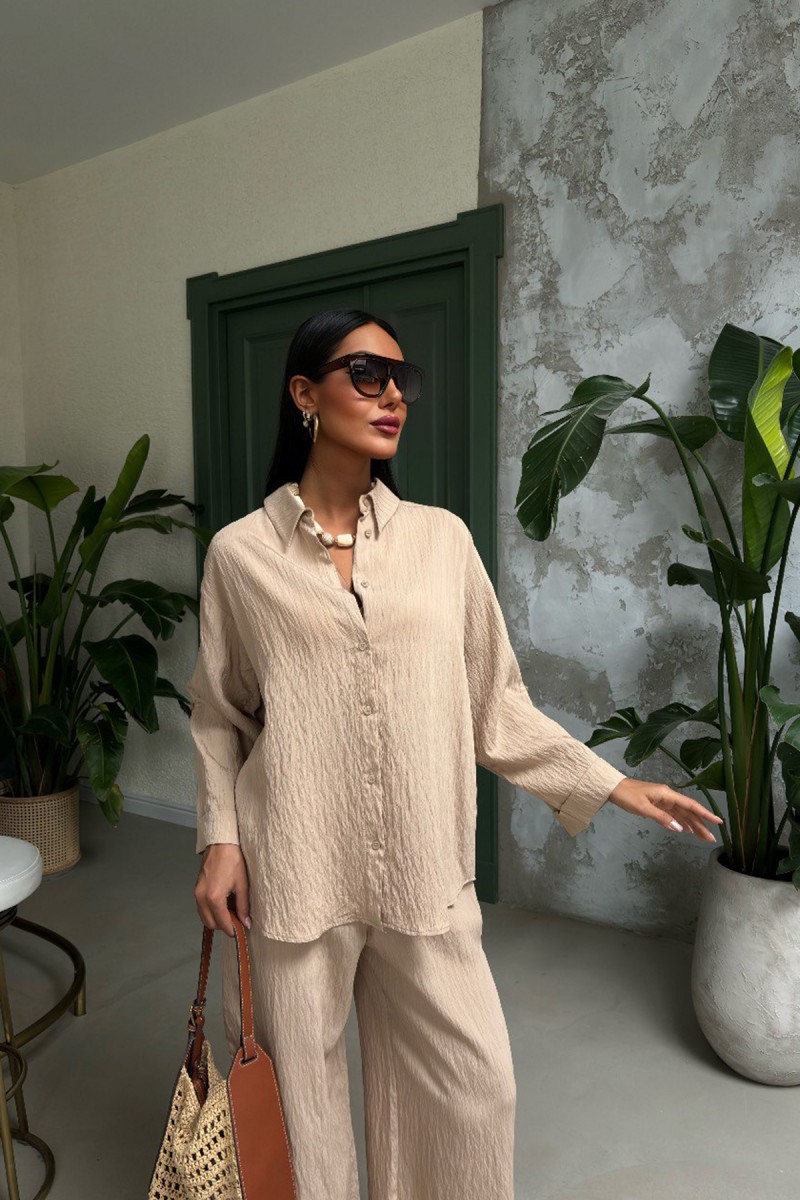 Kadın Takım - Çizgili - Emma - Bej