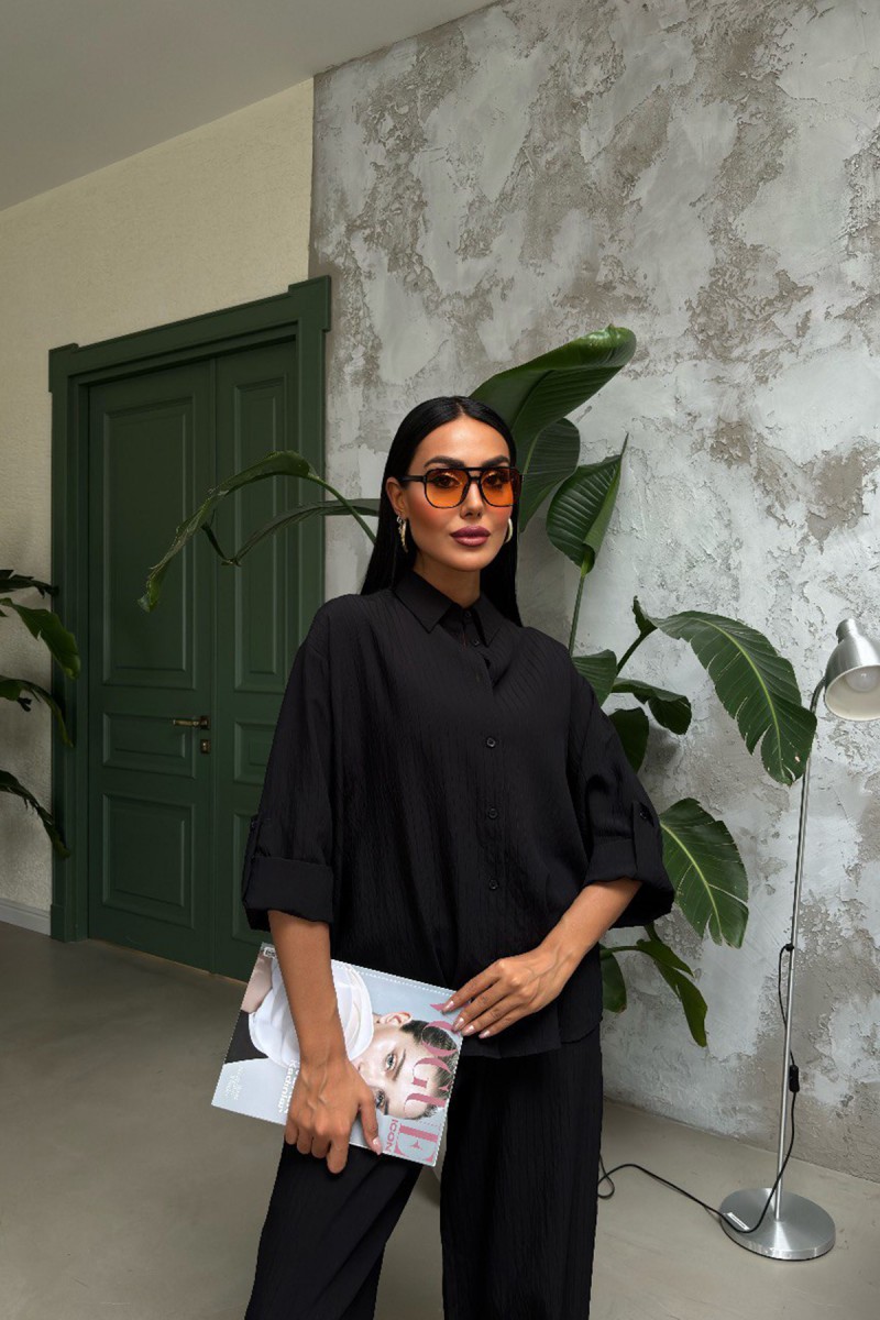 Kadın Takım - Çizgili - Emma - Siyah