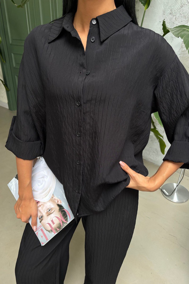 Kadın Takım - Çizgili - Emma - Siyah