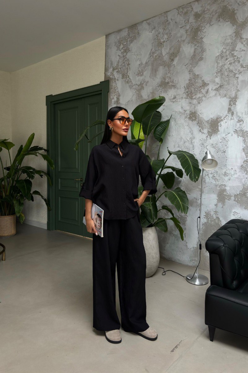 Kadın Takım - Çizgili - Emma - Siyah