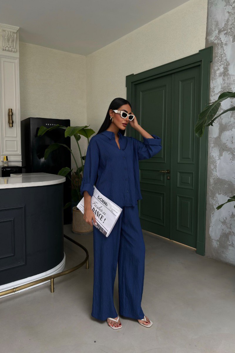 Kadın Takım - Çizgili - Emma - Mavi