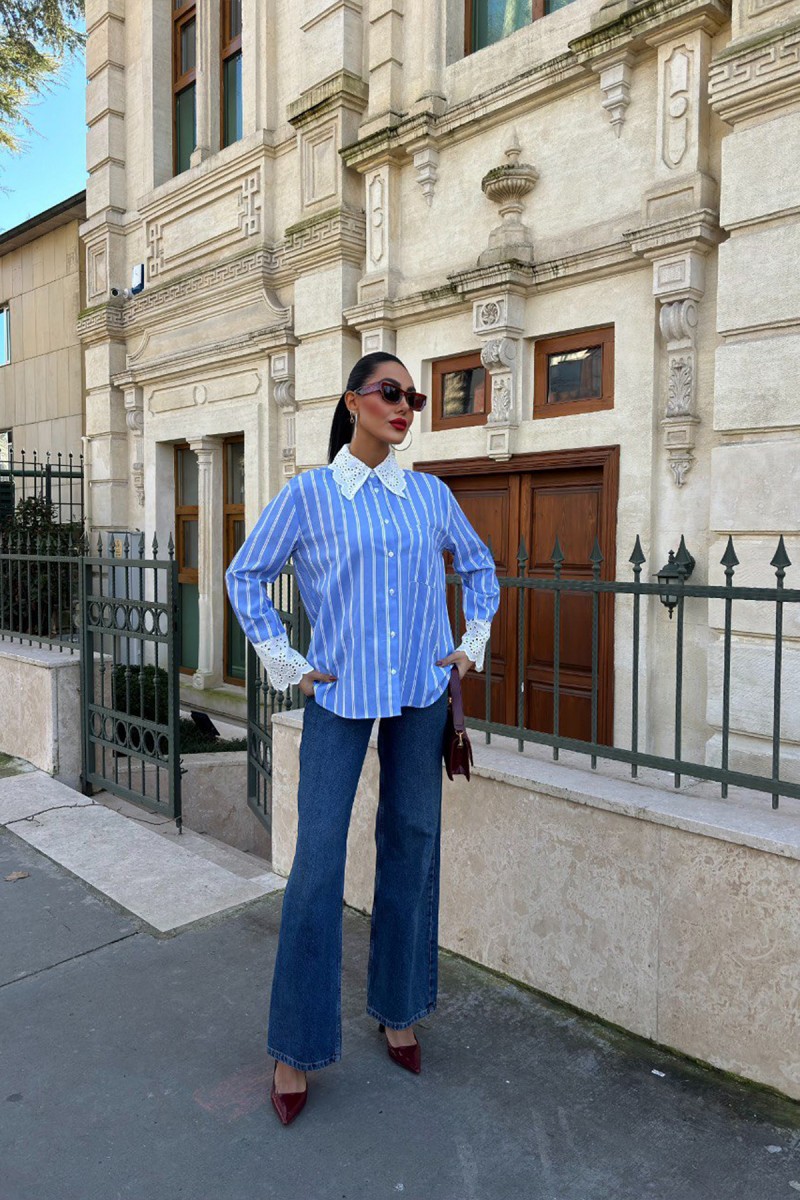 Womens Shirt - Striped - Aria - Light Blue