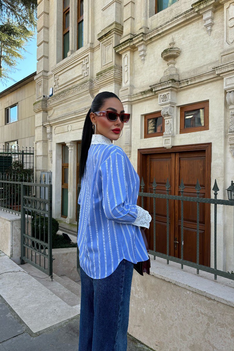 Womens Shirt - Striped - Aria - Light Blue