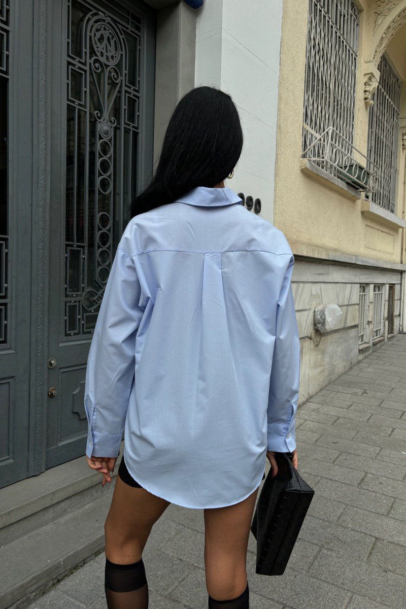 Womens Shirt - Cat Pattern - Kate - Blue