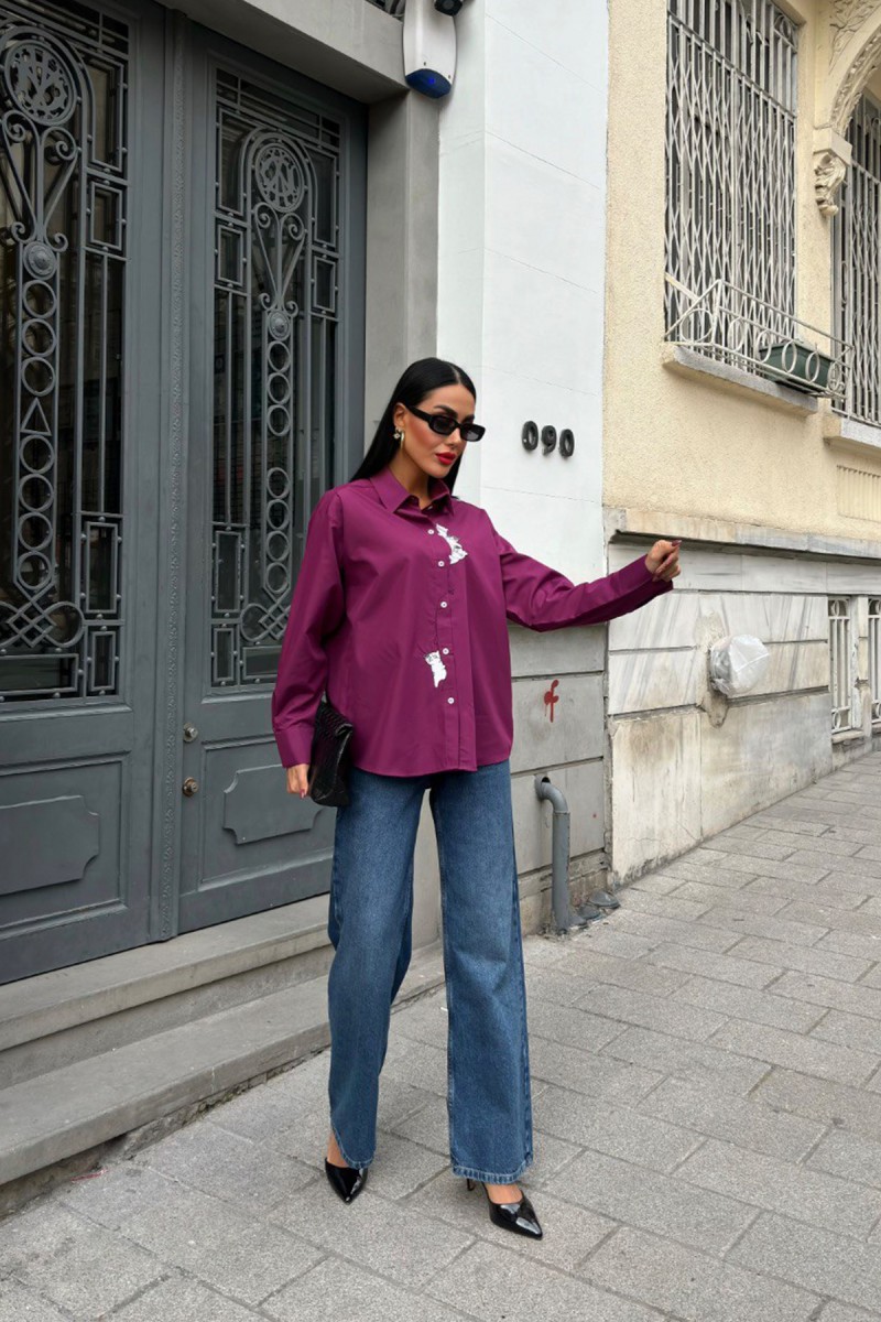 Womens Shirt - Cat Pattern - Kate - Pink