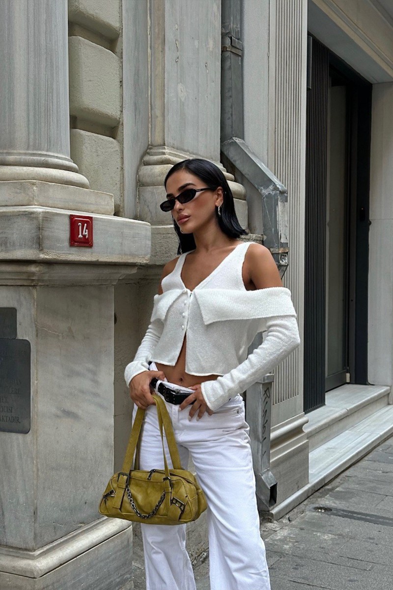 Kadın Hırka - İris - Beyaz