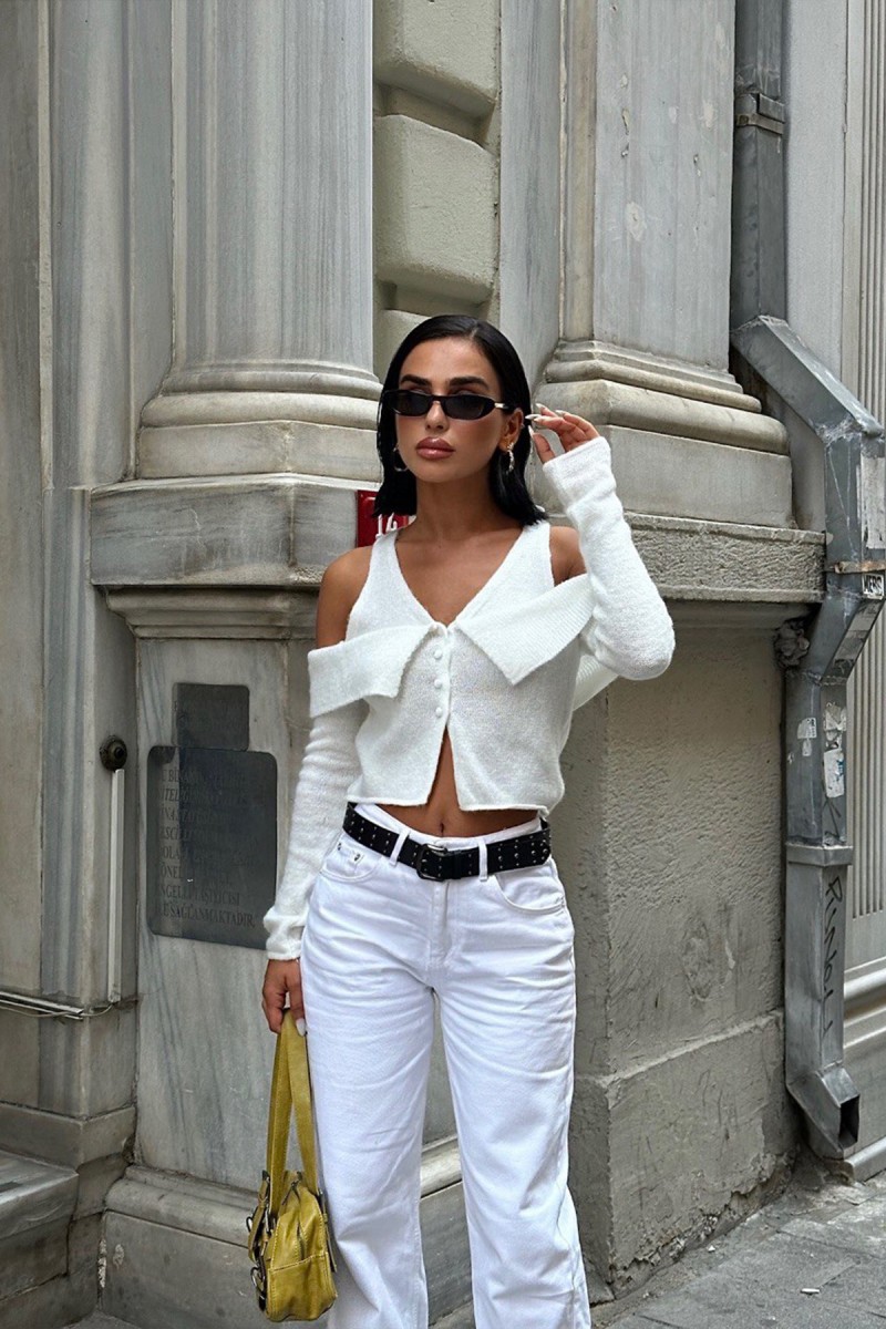 Kadın Hırka - İris - Beyaz