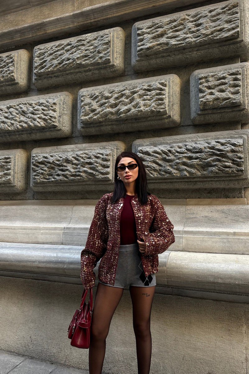 Kadın Bomber Ceket - Payet - Lisa - Kırmızı