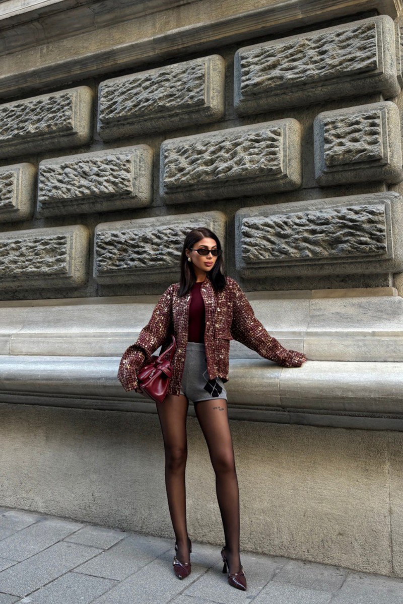 Kadın Bomber Ceket - Payet - Lisa - Kırmızı