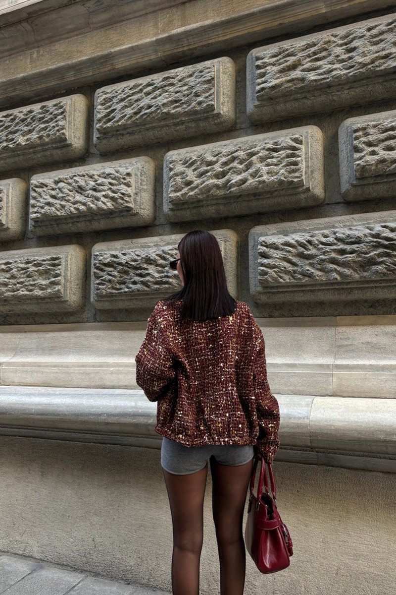 Kadın Bomber Ceket - Payet - Lisa - Kırmızı