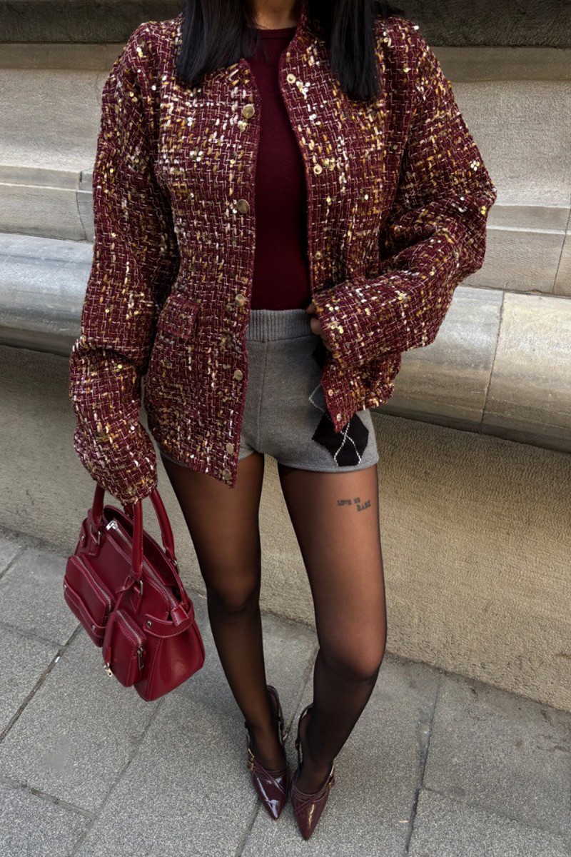 Kadın Bomber Ceket - Payet - Lisa - Kırmızı