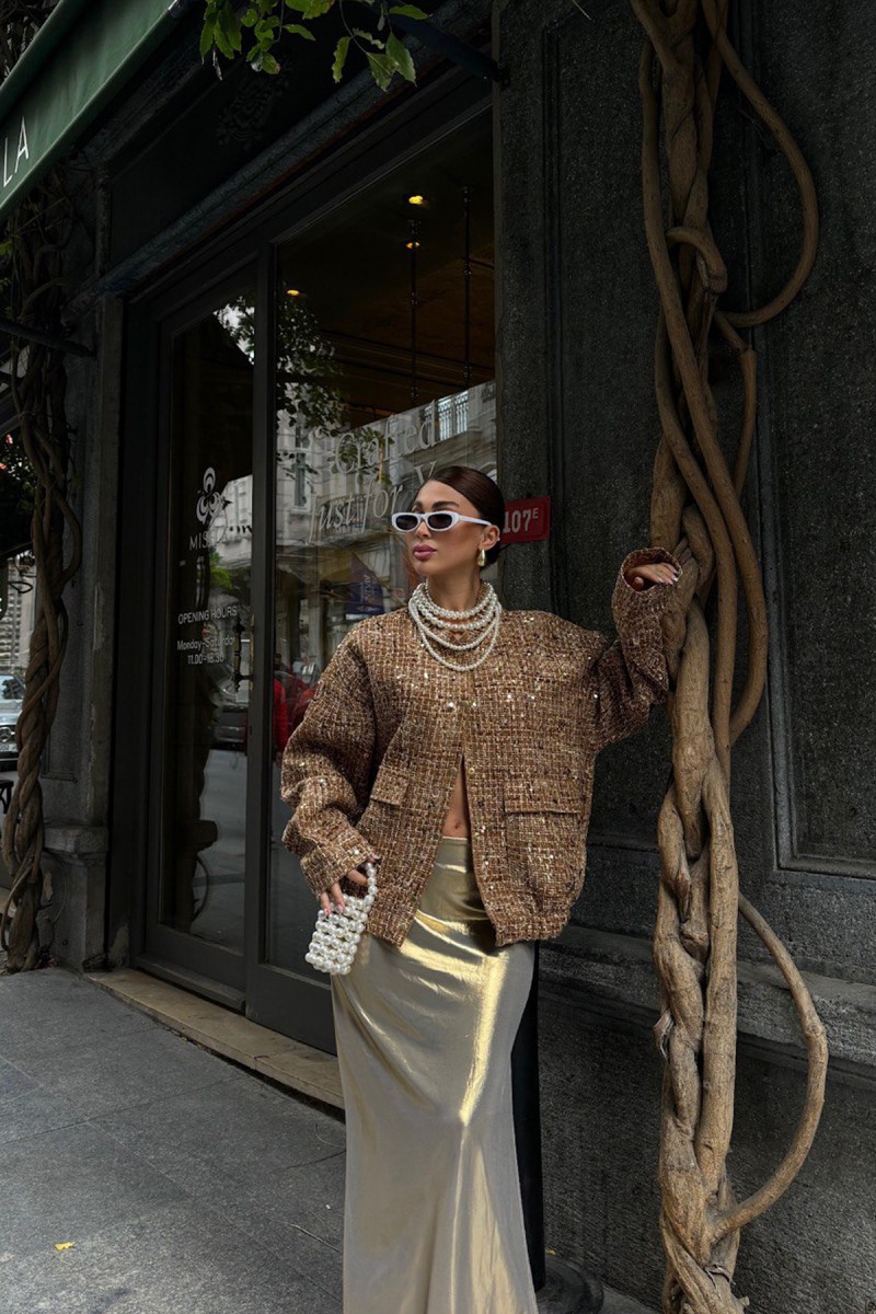 Kadın Bomber Ceket - Payet - Lisa - Sarı