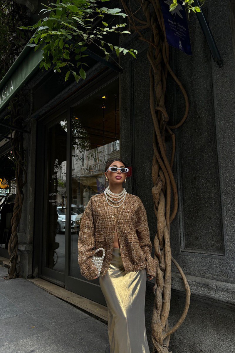 Kadın Bomber Ceket - Payet - Lisa - Sarı