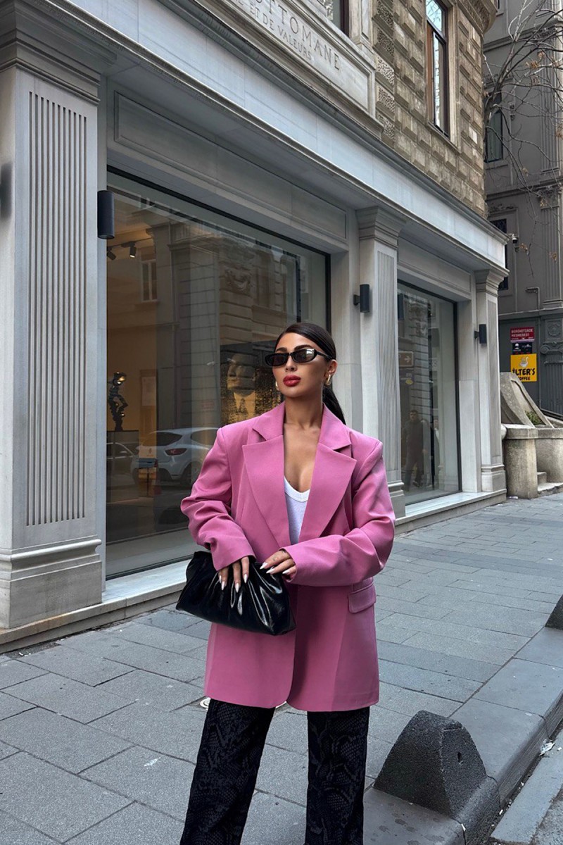 Kadın Blazer Ceket - Rose - Pembe