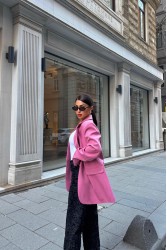 Kadın Blazer Ceket - Rose - Pembe