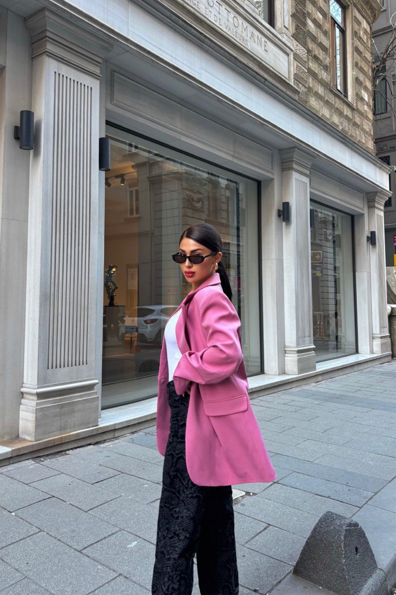 Womens Blazer Jacket - Rose - Pink