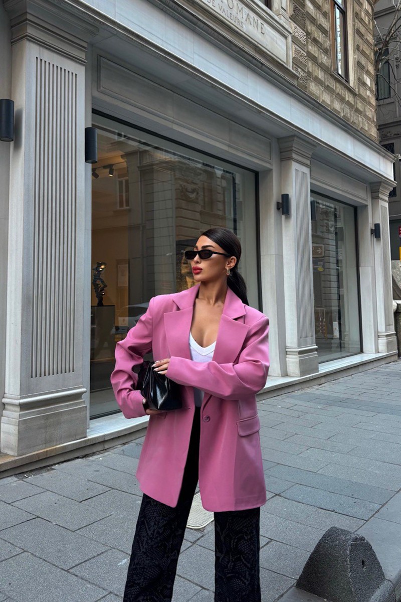 Womens Blazer Jacket - Rose - Pink