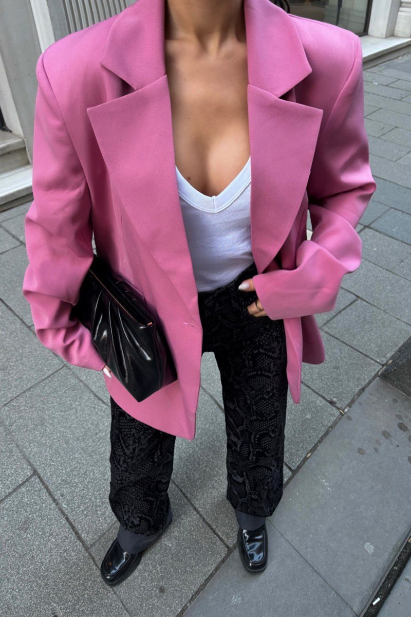 Womens Blazer Jacket - Rose - Pink