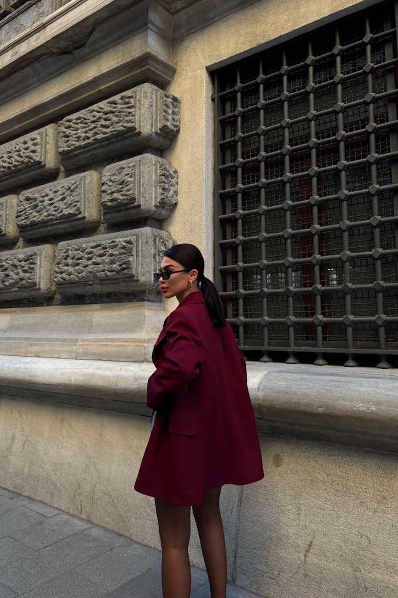 Womens Blazer Jacket - Rose - Red
