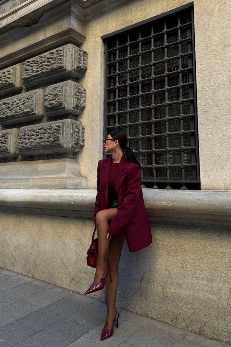 Womens Blazer Jacket - Rose - Red