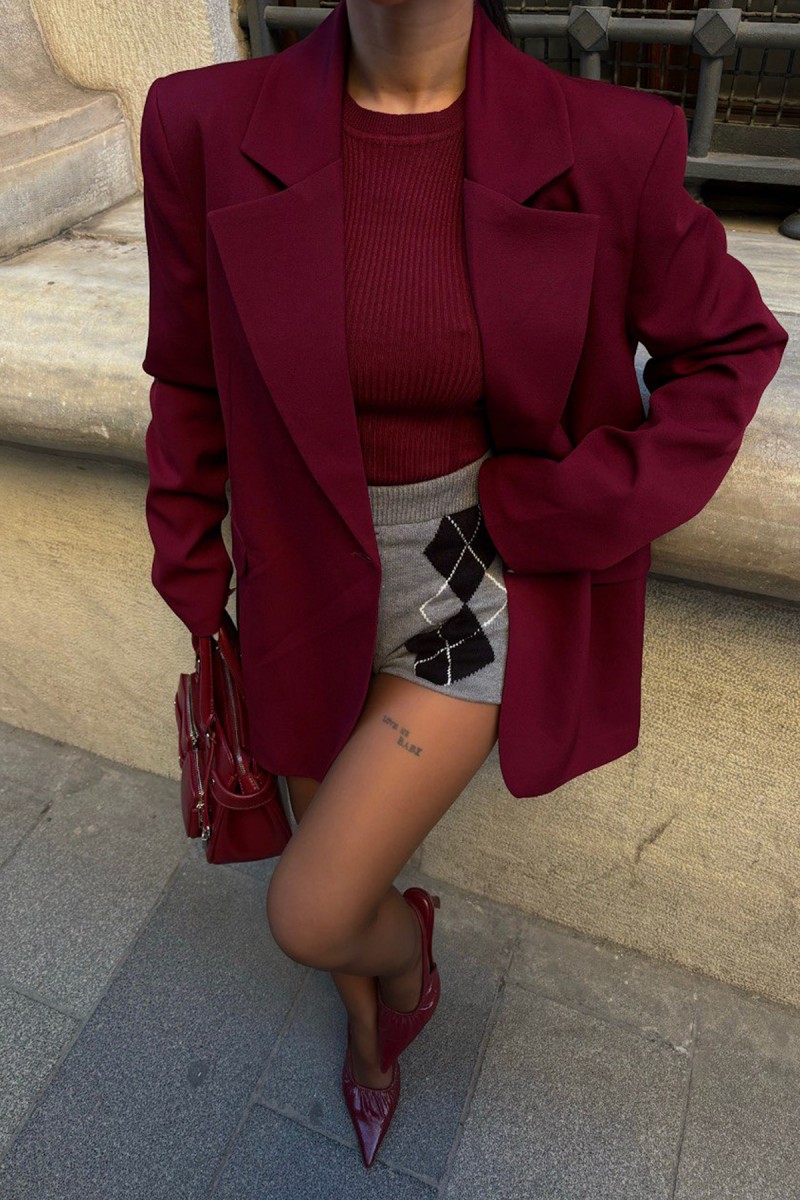 Womens Blazer Jacket - Rose - Red