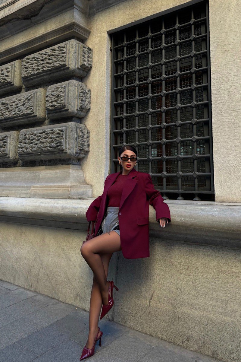 Womens Blazer Jacket - Rose - Red